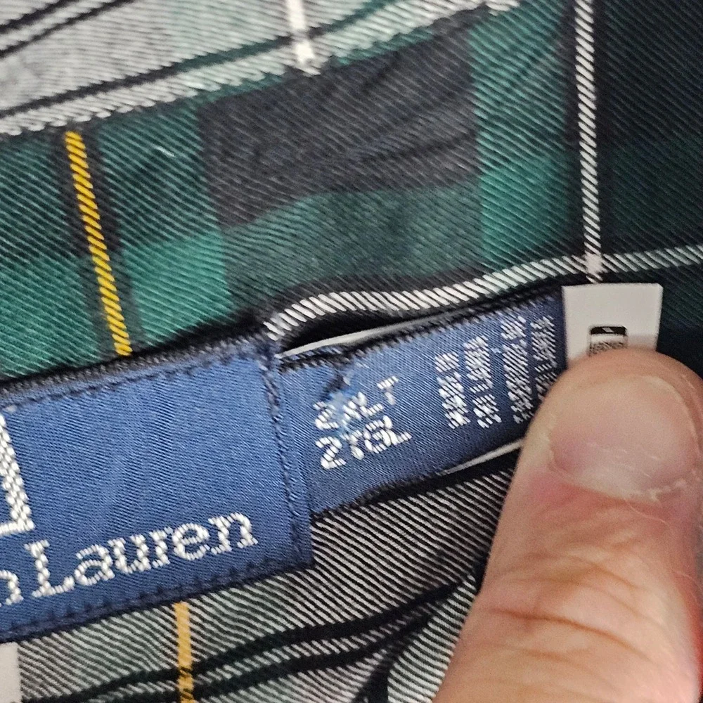 Polo Ralph Lauren Button Down Men 2XLT Green Plaid Long Sleeve Pony Logo Shirt